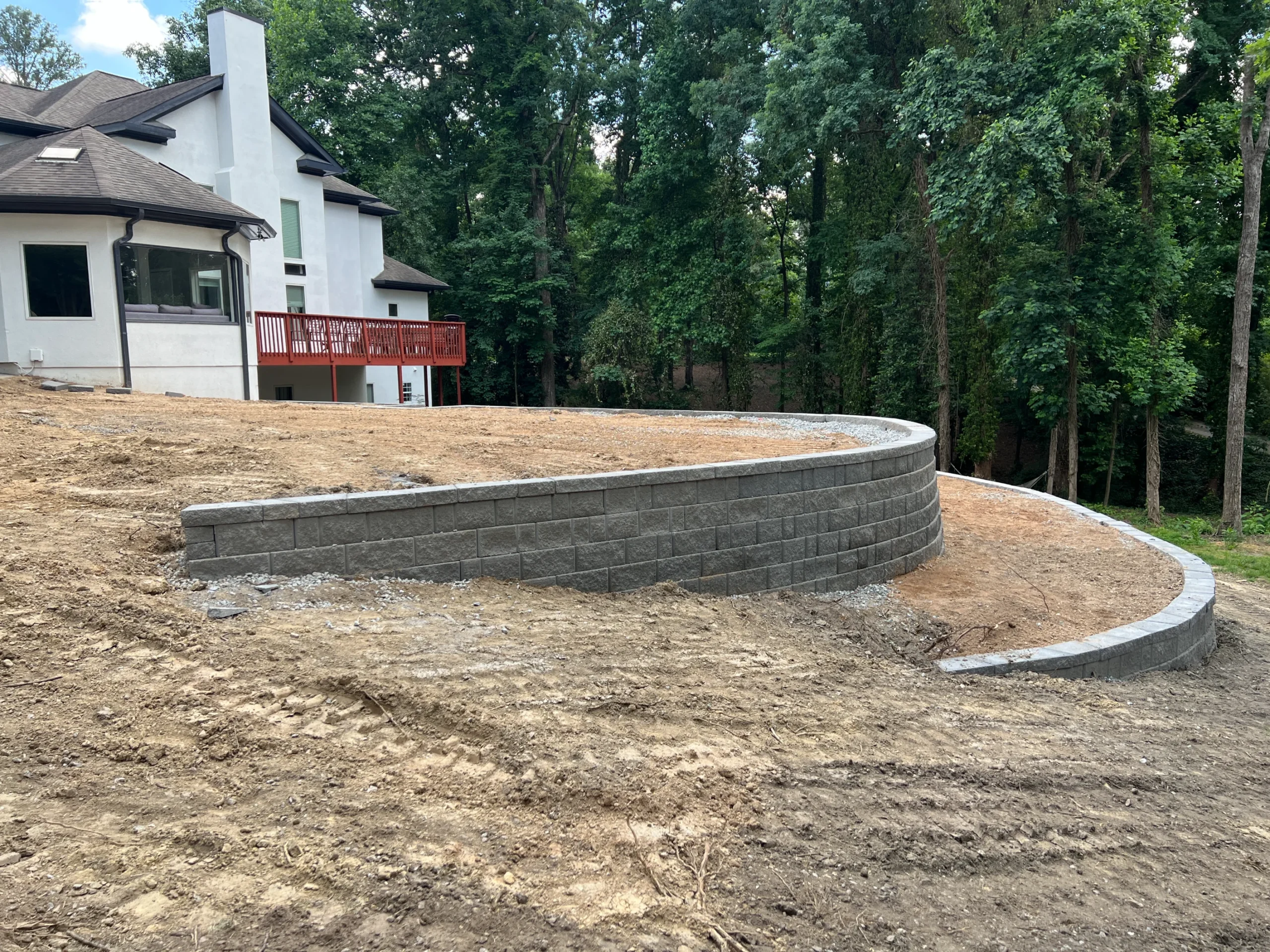 Structural concrete and block retaining wall project